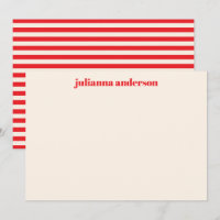 Modern Bright Red Bold Striped Personalised Name