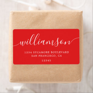 Modern Bright Red Family Return Address