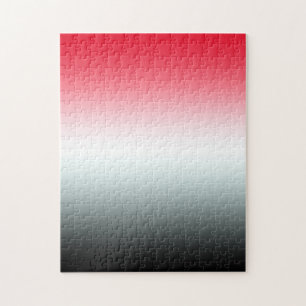 Modern Bright Red White and Black Ombre Jigsaw Puzzle