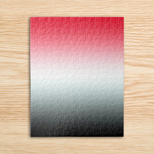 Modern Bright Red White and Black Ombre Jigsaw Puzzle