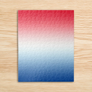 Modern Bright Red White and Blue Ombre Jigsaw Puzzle