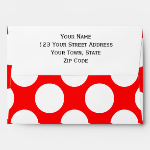 Modern Bright Red White Polka Dots Pattern Envelopes
