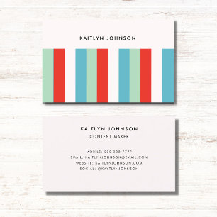 Modern Bright Retro Summer Colourful Stripes Business Card