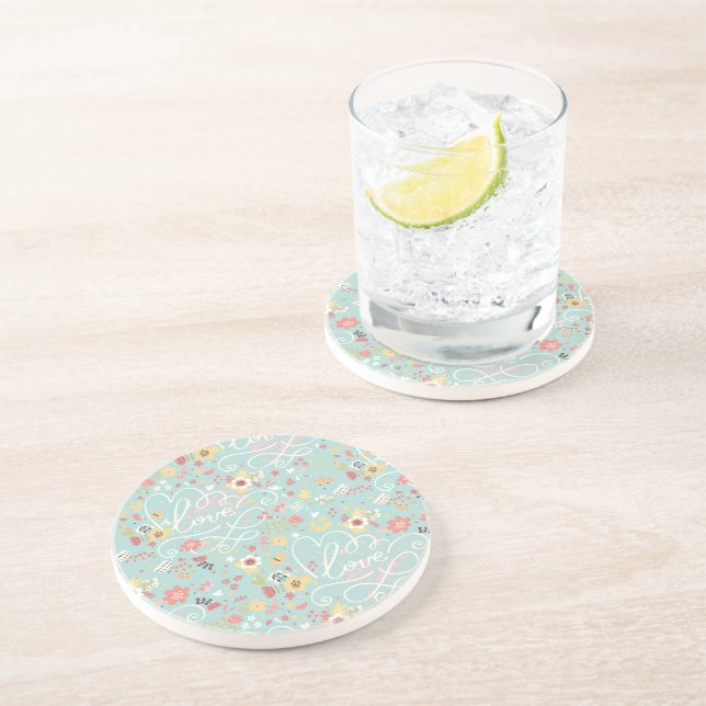 Modern Bright Romantic Pattern Coaster (Side)