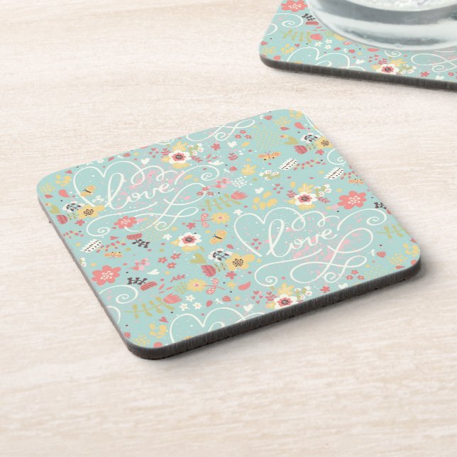 Modern Bright Romantic Pattern Coaster (Left Side)