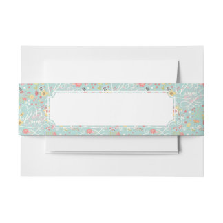 Modern Bright Romantic Pattern Invitation Belly Band