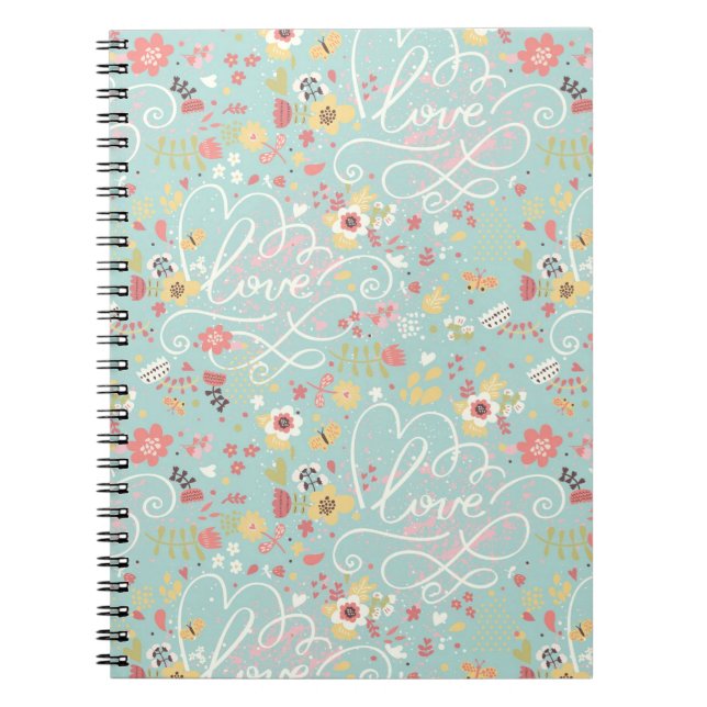 Modern Bright Romantic Pattern Notebook (Front)