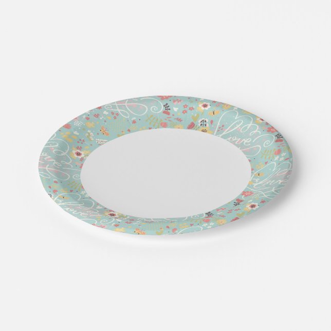 Modern Bright Romantic Pattern Paper Plate (Angled)