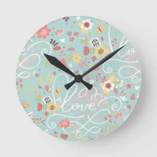 Modern Bright Romantic Pattern Round Clock
