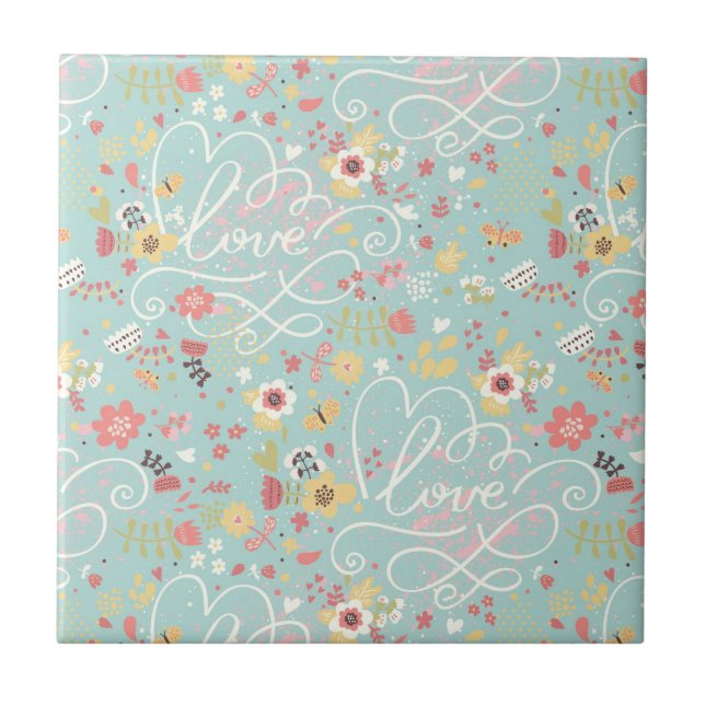 Modern Bright Romantic Pattern Tile (Front)