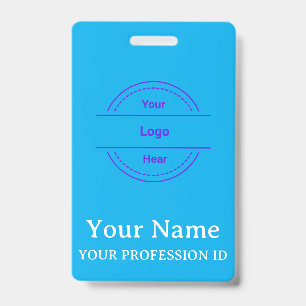Modern Bright Sky Blue Personalised ID Badge custo