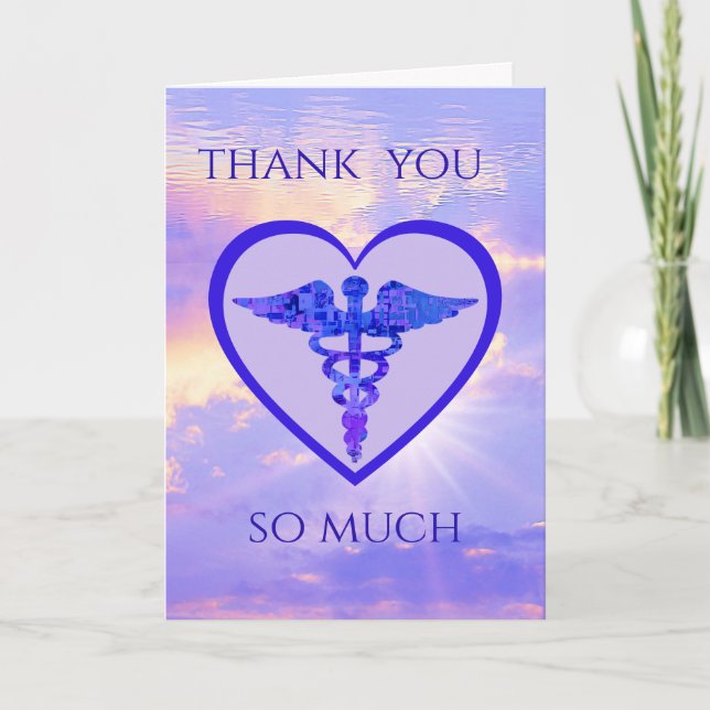  Modern Bright Sky Medical Staff Thank You Card (Front)