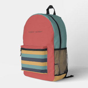 Modern Bright Vintage Vibe Colour Block  Printed Backpack