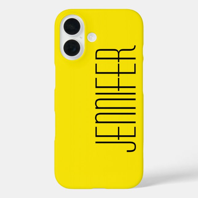 Modern, Bright Warm Yellow, Personalised Big Name Case-Mate iPhone Case (Back)