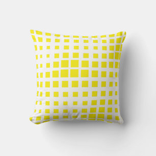 Modern Bright Yellow Geometric Grid Halftone Throw Cushion