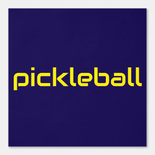 Modern Bright Yellow PICKLEBALL Text On Navy Blue Wallpaper