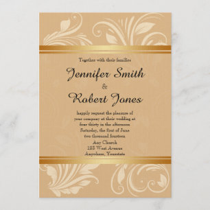 Modern Bronze Floral Wedding Invitation