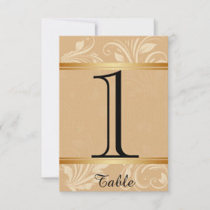 Modern Bronze Floral Wedding Table Number