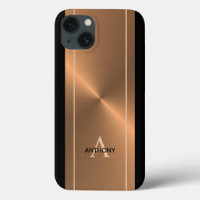 Modern Bronze Metallic Black Personalised Mens