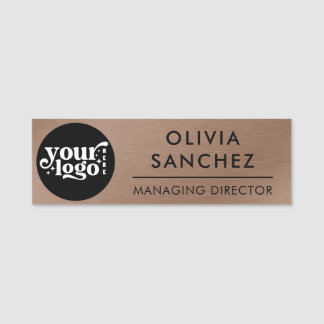 Modern Bronze Metallic Business Logo Name Tag