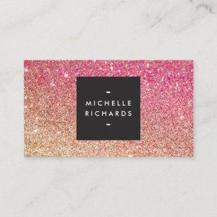 MODERN BRONZE-PINK OMBRE GLITTER Business Card