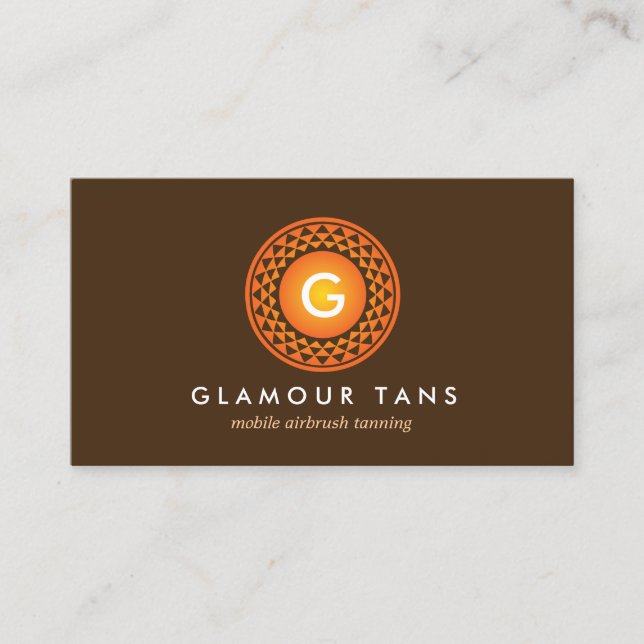 MODERN BRONZE SUN LOGO MONOGRAM for TANNING SALON Business Card (Front)