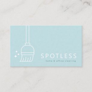 Modern Broom Light Blue Cleaning Service Business Card