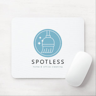 Modern Broom Logo Blue Cleaning Service Mouse Mat