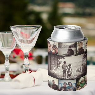 Modern Brother Best Friends Dark Photo Collage Can Cooler