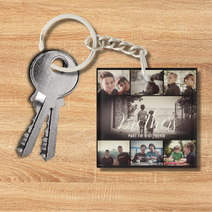 Modern Brother Best Friends Dark Photo Collage Key Ring