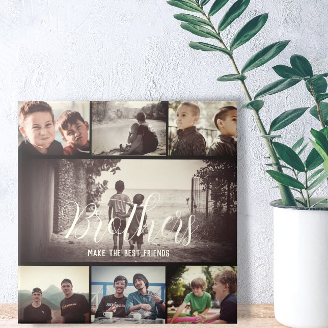 Modern Brother Best Friends Dark Photo Collage Tile (Creator Uploaded)