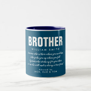 Modern Brother Quote Cool Blue Two-Tone Coffee Mug