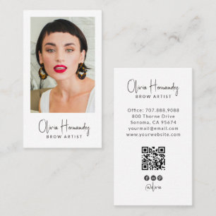 Modern Brow Artist Photo QR Code Business Card