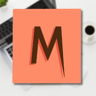 Modern Brown 3D Text Initial Letter   Salmon Pink  Notepad