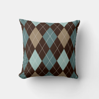 Modern Brown and Blue Argyle Throw Pillow Cushion