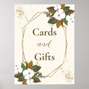 Modern Brown And Cream Floral Cards And Gifts Poster