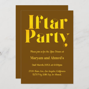 Modern Brown and Gold Iftar Party Invitation