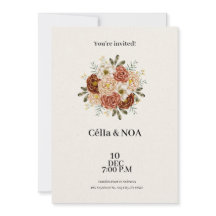 Modern Brown and Green Wedding Invitation