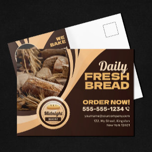 Modern Brown Bakery Bread Shop Baking Catering Postcard