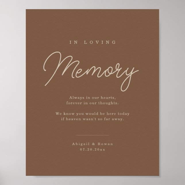 Modern Brown Beige Minimalist Memorial Sign (Front)