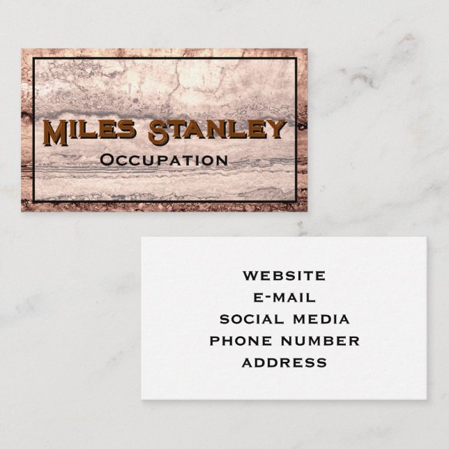 Modern brown beige sepia burnt orange granite  business card (Front/Back)