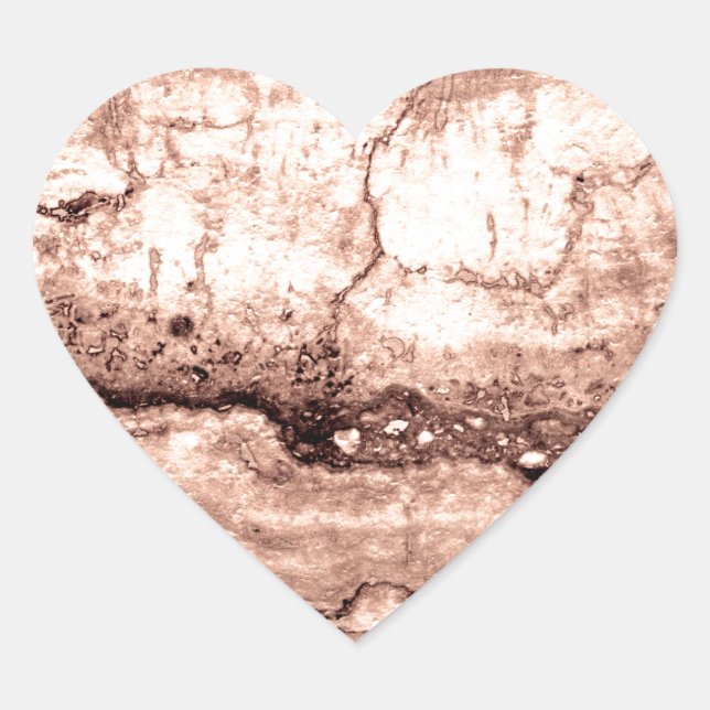 Modern brown beige sepia burnt orange granite  heart sticker (Front)