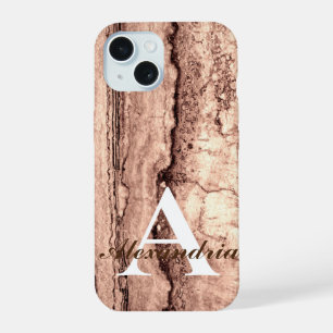 Modern brown beige sepia burnt orange granite iPhone 15 case