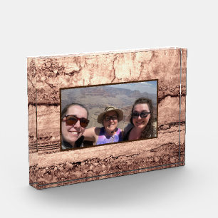 Modern brown beige sepia burnt orange granite photo block