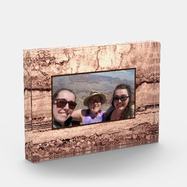 Modern brown beige sepia burnt orange granite  photo block (Left)