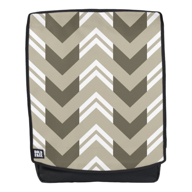 Modern Brown, Beige, White Chevron Pattern Backpack (Front)