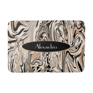 Modern Brown Black Watercolor Stylish Personalise  Bath Mat
