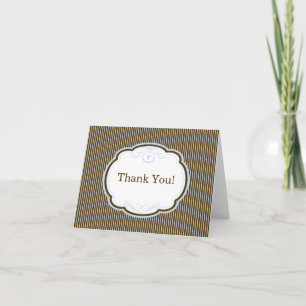 Modern Brown Blue Cross Religious Thank You Note Card