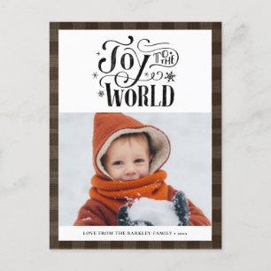 Modern Brown Buffalo Plaid Fun Script Simple Holi Postcard