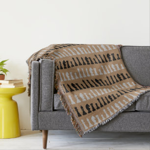 Modern Brown Chess Piece Game Pattern Throw Blanket